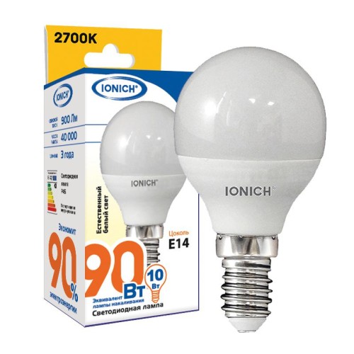 1556 IONICH | Лампа светодиодная ILED-SMD2835-P45-10-900-220-4-E14