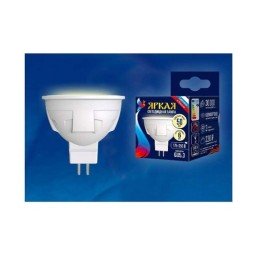 UL-00002424 Uniel | Лампа светодиодная LED-JCDR 6W/WW/GU5.3/FR PLP01WH JCDR ЯРКАЯ матовая 3000К тепл. бел. (упак. картон)