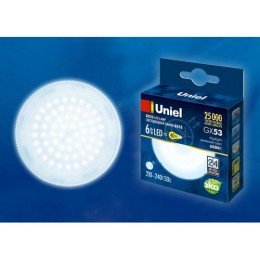 UL-00005311 Uniel | Лампа светодиодная LED-GX53-6W/6500K/GX53/FR PLZ01WH 6Вт матовая 6500К холод. бел. GX53 (упак. картон)