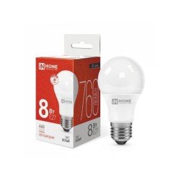 4690612024028 IN HOME | Лампа светодиодная LED-A60-VC 8Вт грушевидная 4000К нейтр. бел. E27 760лм 230В IN