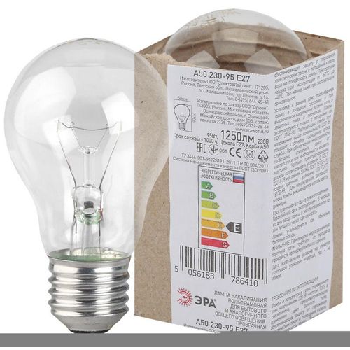 Б0039120 Эра | Лампа накаливания A50 95-230-Е27 95Вт грушевидная Е27 230В
