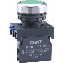 Кнопка управления NP8-01BND/3 подствет. самовозв. AC110-230В(LED) 1НЗ IP65 (R) зел. CHINT 667579