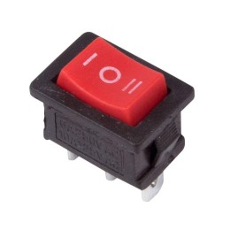 36-2144 Rexant | Выключатель клавишный 250В 6А (3с) ON-OFF-ON красн. с нейтралью Mini (RWB-205; SC-768)