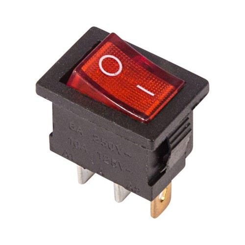 Выключатель клавишный 250В 6А (3с) ON-OFF красн. с подсветкой Mini (RWB-206; SC-768) Rexant 36-2150