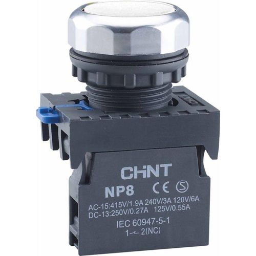 Кнопка управления NP8-01BND/1 подствет. самовозв. AC110-230В(LED) 1НЗ IP65 (R) бел. CHINT 667583