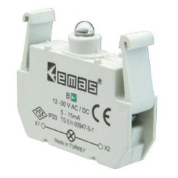Блок-контакт подсветки с красн. светодиодом 12-30В перем. и пост. тока EMAS B6