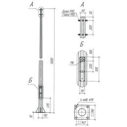 МК 90056 UMECON | Опора ОГКф-5 (3мм 60/110 фл.190х10 мц. 140 отв. 19х4) гор. оцинк. UMECON