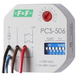 Реле времени PCS-506 8А 230В 1HO IP20 многофункц. монтаж в коробку d60мм F&F EA02.001.017