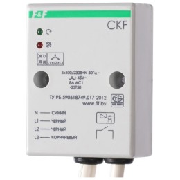 Реле контроля наличия и чередования фаз CKF (монтаж на плоскость; 3х400/230+N 8А 1Z IP65) F&F EA04.002.001