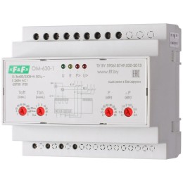 Ограничитель мощности OM-630-1 (трехфазный; многофункциональный; 5-50кВт; функция реле напряжения; 2NO/NC 2х8А USB порт для установки параметров; монтаж на DIN-рейке) F&F EA03.001.008