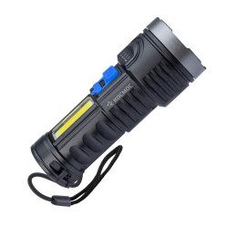 KOS115Lit КОСМОС | Фонарь аккумуляторный ручной LED 3Вт + COB 3Вт аккум. Li-ion 18650 1.2А.ч индикатор USB-шнур ABS-пластик