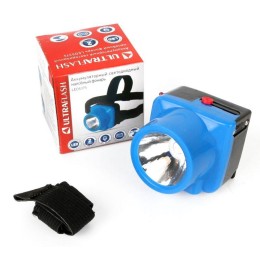 14252 Ultraflash | Фонарь аккумуляторный налобный LED5375 LED 0.4Вт 2 режима 220В пластик. голуб. (бокс)