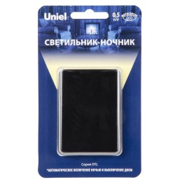 UL-00007222 Uniel | Светильник-ночник DTL-320 Прямоугольник/Black/Sensor с фотосенсором (день-ночь) черн.