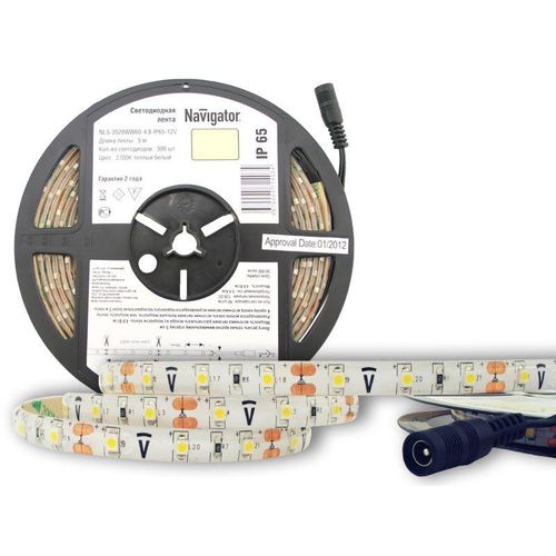71403 NAVIGATOR | Лента светодиодная 71 403 NLS-3528WW60-4.8 IP65 12B R5 4.8Вт/м (уп.5м)
