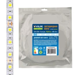 UL-00004353 Volpe | Лента светодиодная 5050-60LED/m-10mm-IP20-DC12V-14.4W/m-5M-3000K (уп.5м)