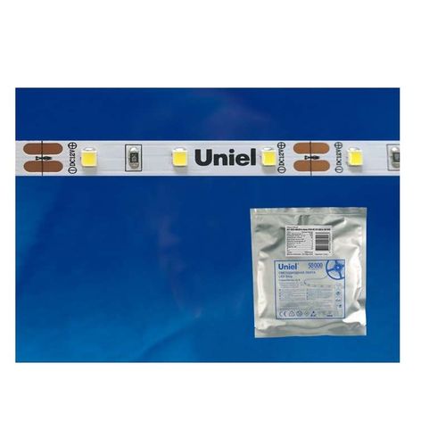 UL-00002969 Uniel | Лента светодиодная ULS-2835-60LED/m-8mm-IP20-DC24V-6W/m-5M-DW 6Вт/м 60LED/м 6500К холод. бел. IP20 24В DC 8мм гибкая на самоклеящейся основе герметичн. упак. (уп.5м)