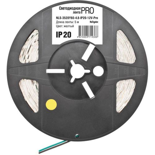 71438 NAVIGATOR | Лента светодиодная 71 438 NLS-3528Y60-4.8-IP20-12В-Pro R5 4.8Вт/м (уп.5м)
