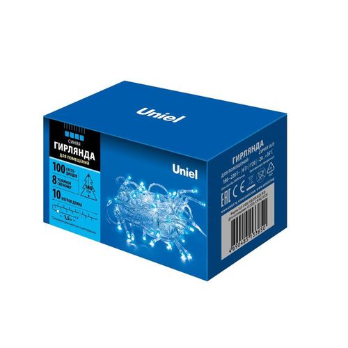 UL-00007197 Uniel | Гирлянда LED ULD-S1000-100/DTA BLUE IP20 10м 100 диодов син. свет провод прозр.