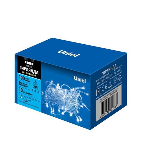 UL-00007201 Uniel | Гирлянда LED ULD-S1000-100/DTA WHITE IP20 10м 100 диодов бел. свет провод прозр.