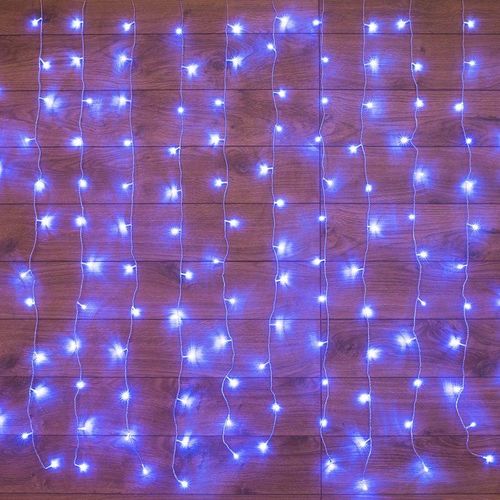 235-023 Neon-Night | Гирлянда светодиодная "Светодиодный Дождь" 1.5х1м 96LED син. 8Вт 230В IP20 свечение с динамикой с контроллером провод прозр.