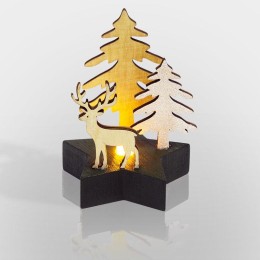 Фигура деревянная "Олень в лесу" 9х8х10см с подсветкой Neon-Night 504-042