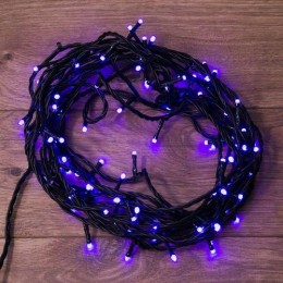 303-154 Neon-Night | Гирлянда светодиодная "Твинкл Лайт" 10м 100LED фиолет. 6Вт 220-240В IP65 с контроллером 8 режимов провод ПВХ черн.