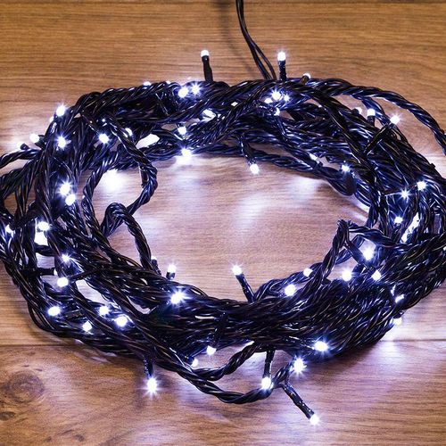 303-135 Neon-Night | Гирлянда светодиодная "Твинкл Лайт" 10м 100LED бел. 10Вт 220-240В IP65 с контроллером 8 режимов провод ПВХ черн.