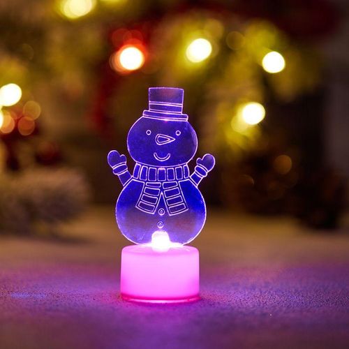 501-053 Neon-Night | Фигура светодиодная "Снеговик с шарфом 2D" 1LED RGB 1.5Вт IP20 на подставке элементы питания 3хAG13(LR44) (в компл.)