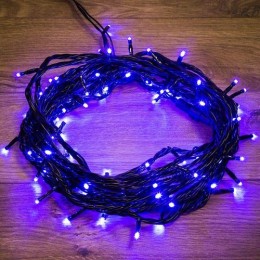 303-133 Neon-Night | Гирлянда светодиодная "Твинкл Лайт" 10м 100LED син. 10Вт 220-240В IP65 с контроллером 8 режимов провод ПВХ черн.