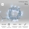 305-185 Neon-Night | Гирлянда светодиодная "Нить" 10м 100LED бел. 10Вт 230В IP65 постоян. свечение провод ПВХ прозр. (нужен шнур питания 303-500-1)