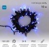 305-243 Neon-Night | Гирлянда светодиодная "Нить" 10м 100LED син. 12Вт 24В IP65 эффект мерцания провод ПВХ черн.