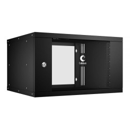10172c Cabeus | Шкаф телекоммуникационный настенный разборный LIGHT WSC-05D-6U55/45-BK 19дюйм 6U дверь стекло черн.