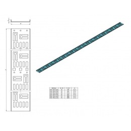 485836 Hyperline | Организатор вертикальный перфорированный кабельный-лоток 75х9мм высотой 1868мм для шкафа высотой 42U CDV-M-75х9-42U-RAL9005 черн.