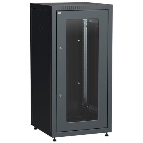 LE05-18U66-GM ITK | Шкаф сетевой LINEA E 18U 600х600мм стекл. передняя дверь задняя металлическая черн.