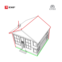 lp-8x8 EKF | Комплект молниезащиты частного дома габ. 8х8м PROxima
