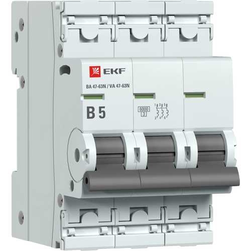 M636305B EKF | Выключатель автоматический модульный 3п B 5А 6кА ВА 47-63N PROxima