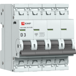 M636403D EKF | Выключатель автоматический модульный 4п D 3А 6кА ВА 47-63N PROxima