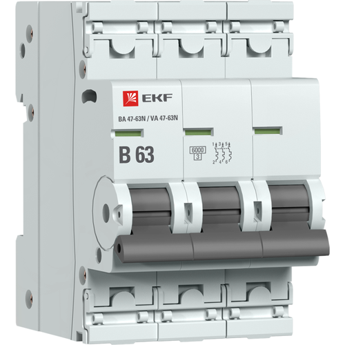 M636363B EKF | Выключатель автоматический модульный 3п B 63А 6кА ВА 47-63N PROxima