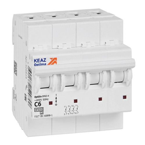 326819 КЭАЗ | Выключатель автоматический модульный OptiDin BM63-4C6-4.5-УХЛ3
