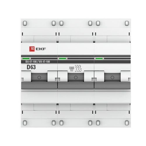 mcb47100-3-63D-pro EKF | Выключатель автоматический модульный 3п D 63А 10кА ВА 47-100 PROxima