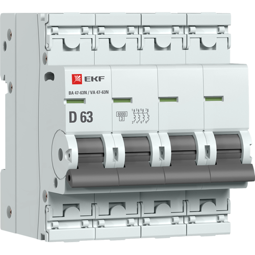 M636463D EKF | Выключатель автоматический модульный 4п D 63А 6кА ВА 47-63N PROxima