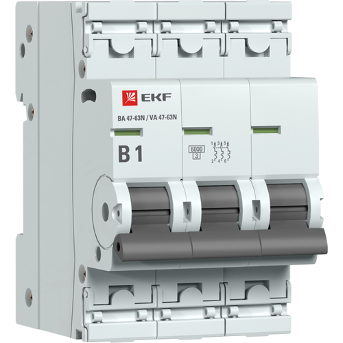 M636301B EKF | Выключатель автоматический модульный 3п B 1А 6кА ВА 47-63N PROxima