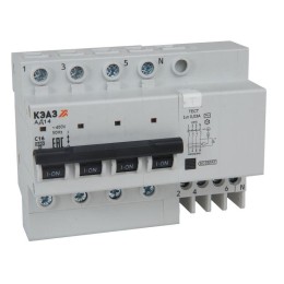318753 КЭАЗ | Выключатель автоматический дифференциального тока 4п C 20А 10мА тип AC 4.5кА АД14-41C120-АC УХЛ4