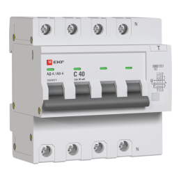 DA4-6-40-30-pro EKF | Выключатель автоматический дифференциального тока C 40А 30мА тип AC 6кА АД-4 (электрон.) защита 270В PROxima