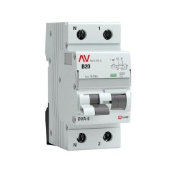 rcbo6-1pn-20B-30-ac-av EKF | Выключатель автоматический дифференциального тока 2п (1P+N) B 20А 30мА тип AC 6кА DVA-6 Averes