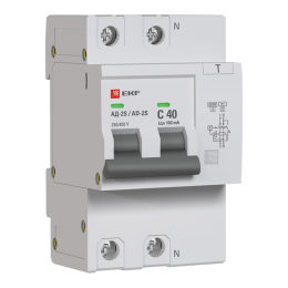 DA2-6-40-100S-pro EKF | Выключатель автоматический дифференциального тока C 40А 100мА тип AC 6кА АД-2 S (электрон.) защита 270В PROxima