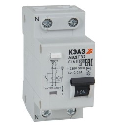 318362 КЭАЗ | Выключатель автоматический дифференциального тока 2п C 20А 30мА тип AC 4.5кА АВДТ32-22C20-AC УХЛ4