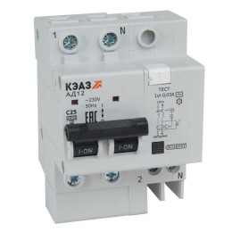 318373 КЭАЗ | Выключатель автоматический АД12-22C50-АC-УХЛ4 дифференциального тока с защитой от сверхтоков (2P C50 30мА) 4.5кА