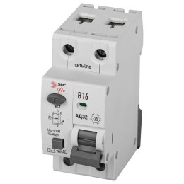 Б0057368 Эра | Выключатель автоматический дифференциального тока 1P+N B16 10мА тип АC защита 230В АВДТ 4.5кА PRO D32E2B16АC10P АД32 электронное