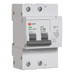 DA2-6-50-30-pro EKF | Выключатель автоматический дифференциального тока C 50А 30мА тип AC 6кА АД-2 (электрон.) защита 270В PROxima